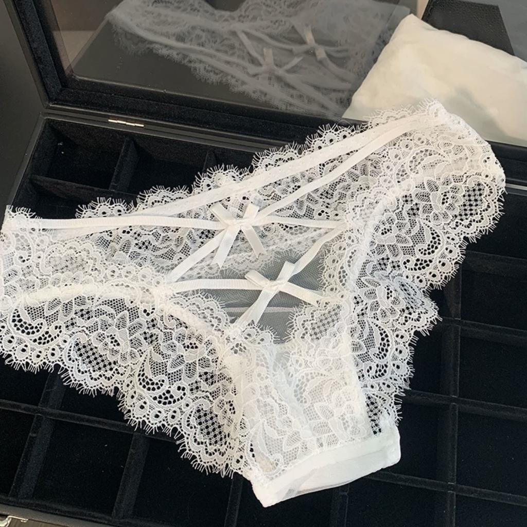 Сексуальные трусики-бикини с перекрестной подтяжкой, женские кружевные трусы с бантом, трусы с низкой посадкой, женское нижнее белье Hallow Out