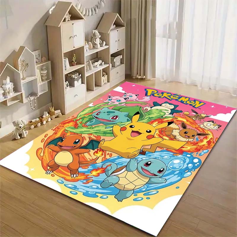 Cute Pokémon print home rug, anime style, cartoon welcome mat, a great gift for family and friends.