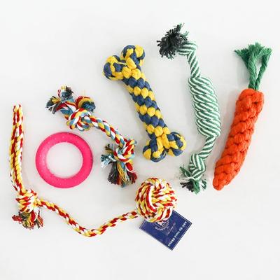 Dingdongpet Pet моток веревки-морковки, набор игрушек из 6 штук, разные цвета, 1 комплект