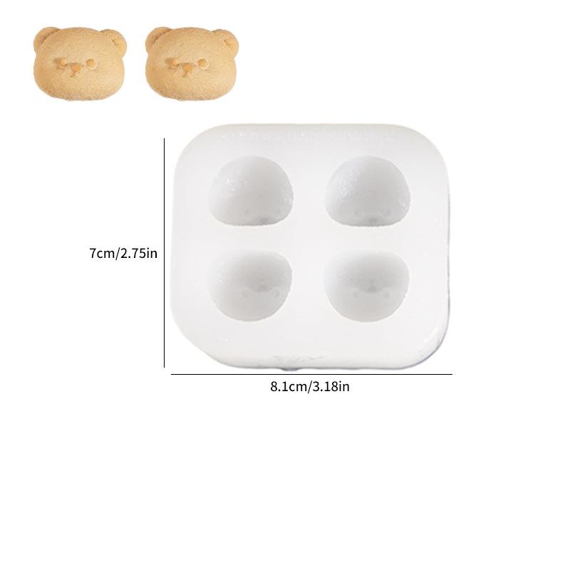 Cute Lena Bear Pinch Mold Bear Candle Plaster Mold Sitting And Standing Bear Four Grid Big Head Bear Silicone Mold