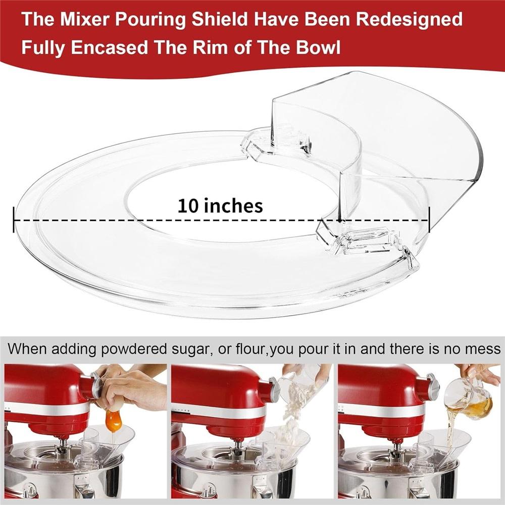 Tilt-Head Mixer Pouring Shield - Splash guard with removable pouring chute, compatible with KitchenAid 5.5-7 Quart Bowl-Lift Stand Mixers