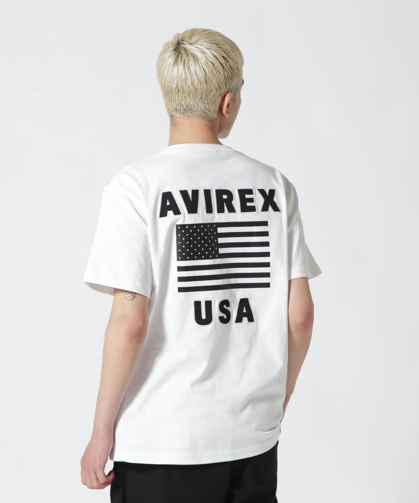 AVIREX S/S CREW NECK T-SHIRT STAR SPANGLED BANNER 783-7134086 men's M off white