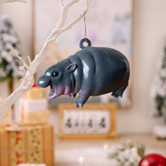 Подвеска Бегемот, смоляная фигурка Бегемот, подвесное украшение, мини-3D скульптура Бегемот