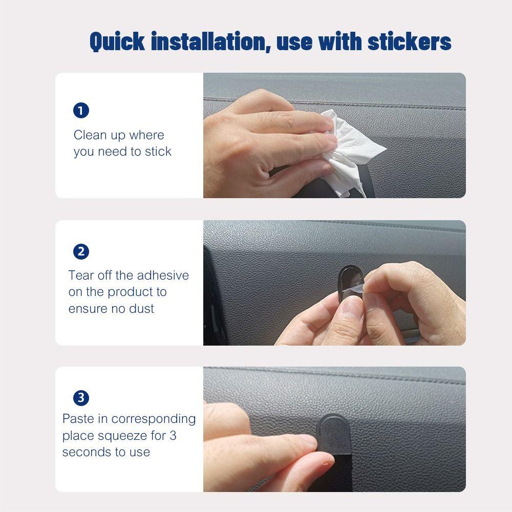 Black Interior Storage Holder ABS Self-Adhesive Dashboard Hook Car Hooks for 10Pcs Key