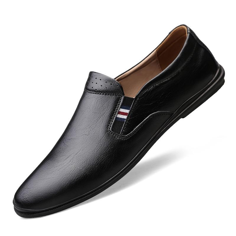 Fashion Lightweight Walking Flats Fashion Men's Leather Loafers Slip-On Comfortable Casual Shoes Breathable Driving Moccasins for Men