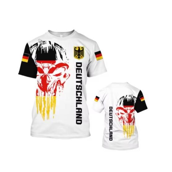 Vintage Retro T Shirt Deutschland Germany Eagle 3D Print MMA Kick Boxing Muay Thai National Flag Unisex Men Women Quick Dry Short Sleeve Streetwear