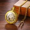 Pocket Watch Automatic Skeleton Antique Roman Analog Display Pocket Watch Waterproof Pendant Watch with Chain Gold Birthday Anniversary Christmas Day