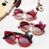2-14 Years Old Girls Shiny Bowknot Sun Glasses Lovely Cat Children Eyewear Fashion Gradient Eyeglasses UV400