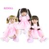 BZDOLL 60cm Silicone Reborn Baby Doll Toy For Girl 24 Inch Long Hair Pink Dress Princess Toddler Dress Up Play House Bebe Birthday Gift