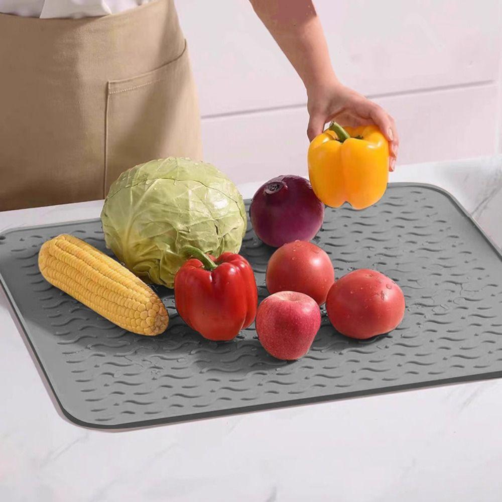 Non-slip Silicone Cooktop Mat Pot Holder Tableware Pad Dustproof Dish Drainer Mat  Kitchen