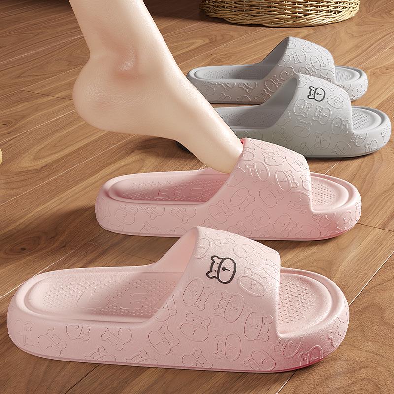 EVA Cartoon Bear Bathroom Slippers - Women's Summer Non-Slip Thick Sole Sandals