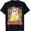 Summerween Funny Ghost Halloween Summer Floral T-Shirt