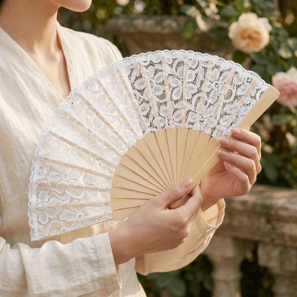 Portable Folding Handheld Fan Floral Lace Women's Folding Fan Lace Hand Fan Bridesmaid Gifts
