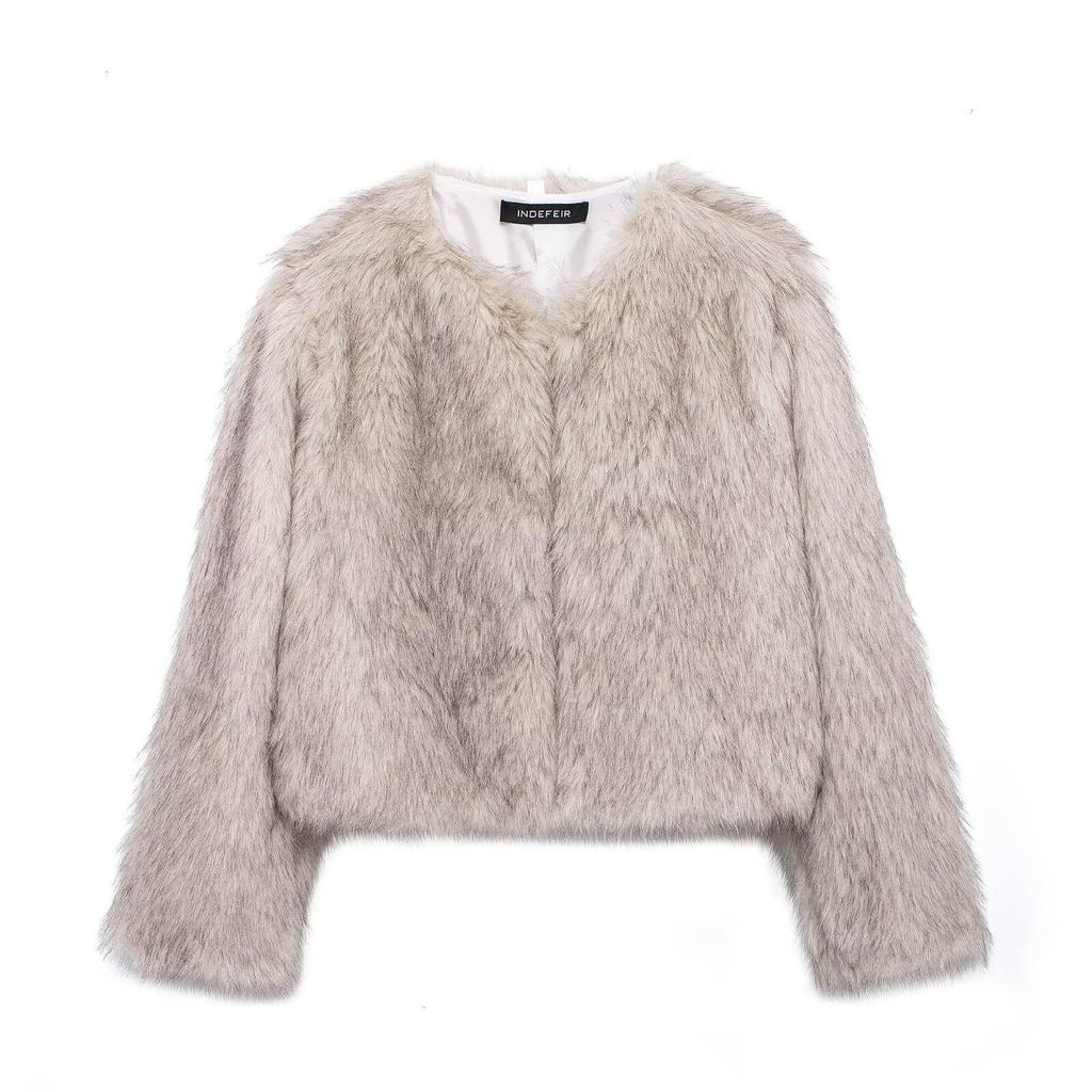 2024 Осень Женская Куртка-Пальто из Искусственного Меха в Европейском и Американском Стиле