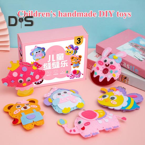 6Pcs/Set Kids DIY Doll Sewing Kit Handmade Non-woven Fabric Animal Plushie Stuffed Animal Craft Sewing Kit Beginner Toddlers Boys Girls Gift