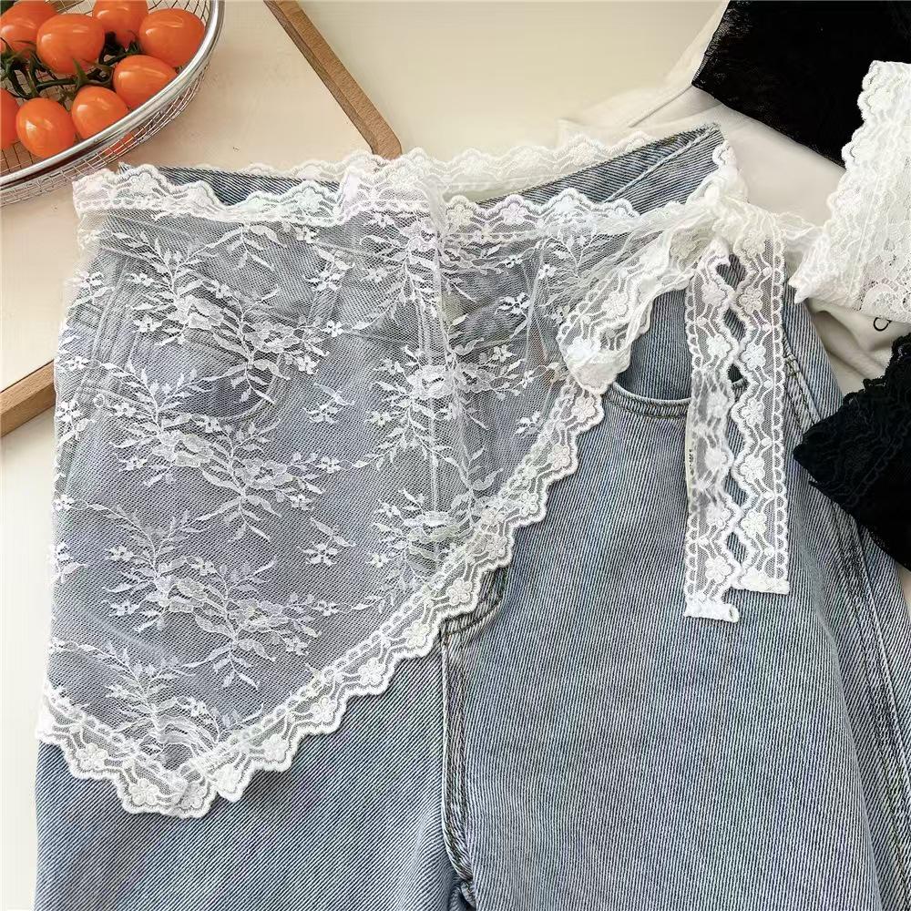 Шикарная корейская мини-юбка из кружевной лоскутной ткани с завязкой-банданой на талии