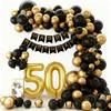 Birthday Theme Party Event Arrangement Black Gold Balloon Chain Set 18Th Birthday Flag Balloon Set