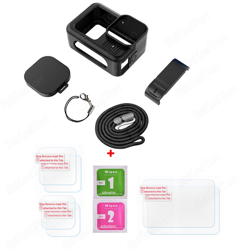 Protective Silicone Case for GoPro Hero 13 Black Tempered Glass Screen Protector Film Lens Cap Cover For Go Pro Accessory