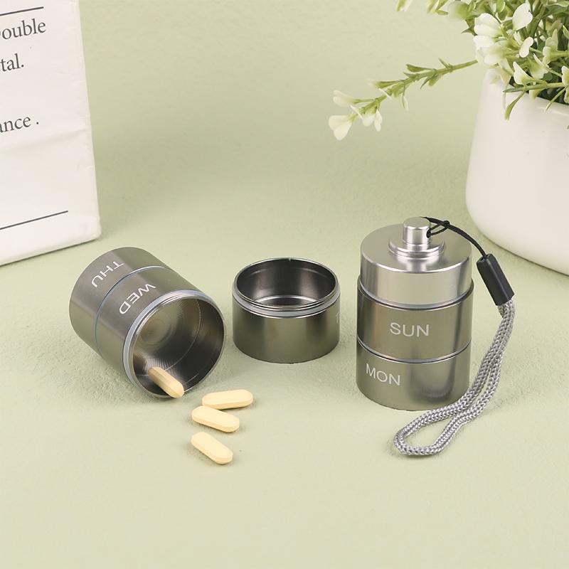 7 Waterproof Sealed Days Split Aluminum Alloy Metal Pill Box Weekly Medicine