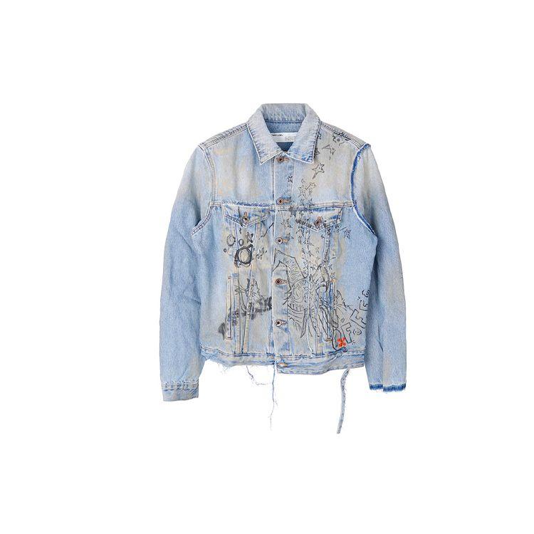 Off-White Wizard Slim Deconstructed Jacket Extreme Bleach Мужская верхняя одежда черного цвета OMYE049F193860441428