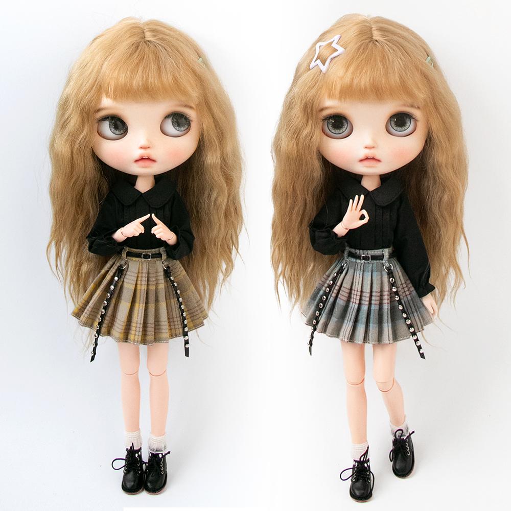 Одежда для Blythe Клетчатая плиссированная юбка Топ без бретелек Тюлевое платье Комплект юбка с оборками для кукол Licca Azones Ob22 Ker YMY аксессуары