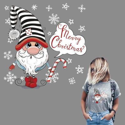 Теплопередача, рождественские гномы, сделай сам, термопресс, аппликация, наклейки на одежду, толстовки с капюшоном, Ropa, железные нашивки