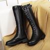 New Winter Fashionable Boots Round Toe Mid-heel -strap High Boots Comfortable Non-slip Enhance Personality Sexy Botas Mujer