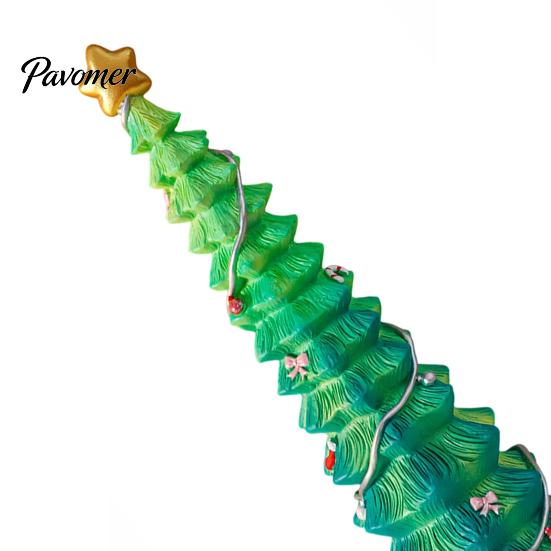 Decorative Resin Candy Decor Christmas Tree Figurine, Gradient Green Orange Tabletop with Star Holiday Topper, Hand-Painted Ornament for Home