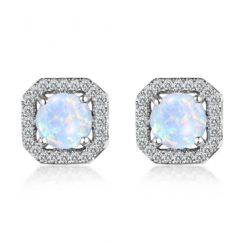 Hot-selling crystal zircon stud earrings slightly inlaid with white diamonds, fashionable and simple earrings for women