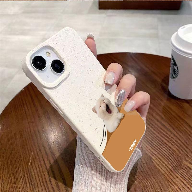 Зевающий Белый Пес Матовый Противоударный Чехол для Телефона для iPhone 15/16 Pro, XS/XR.