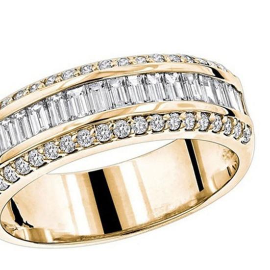 Женское кольцо, простое симметричное сверкающее трехстрочное кольцо со стразами, свадебные украшения