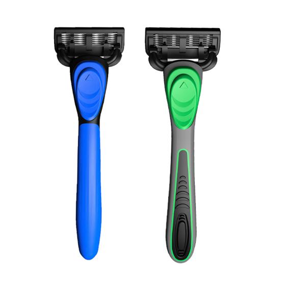 Ручная бритва с 5 сменными лезвиями, 7 слоев лезвий из нержавеющей стали, резиновая ручка, для мужчин и женщин, триммер для удаления волос и бороды, инструмент для бритья