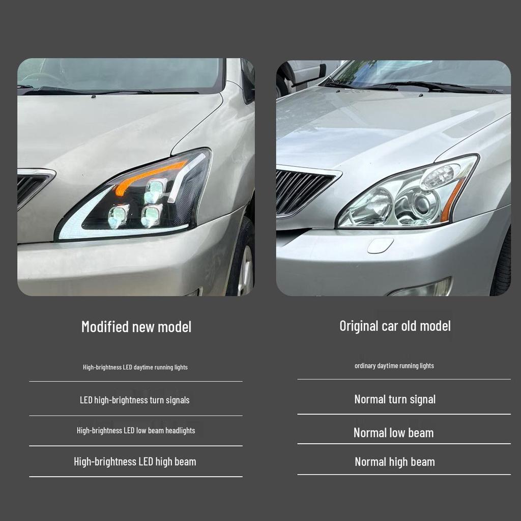 Комплект светодиодных линз с дневными ходовыми огнями и динамическими указателями поворота для ретрофита Lexus RX 2004-2008