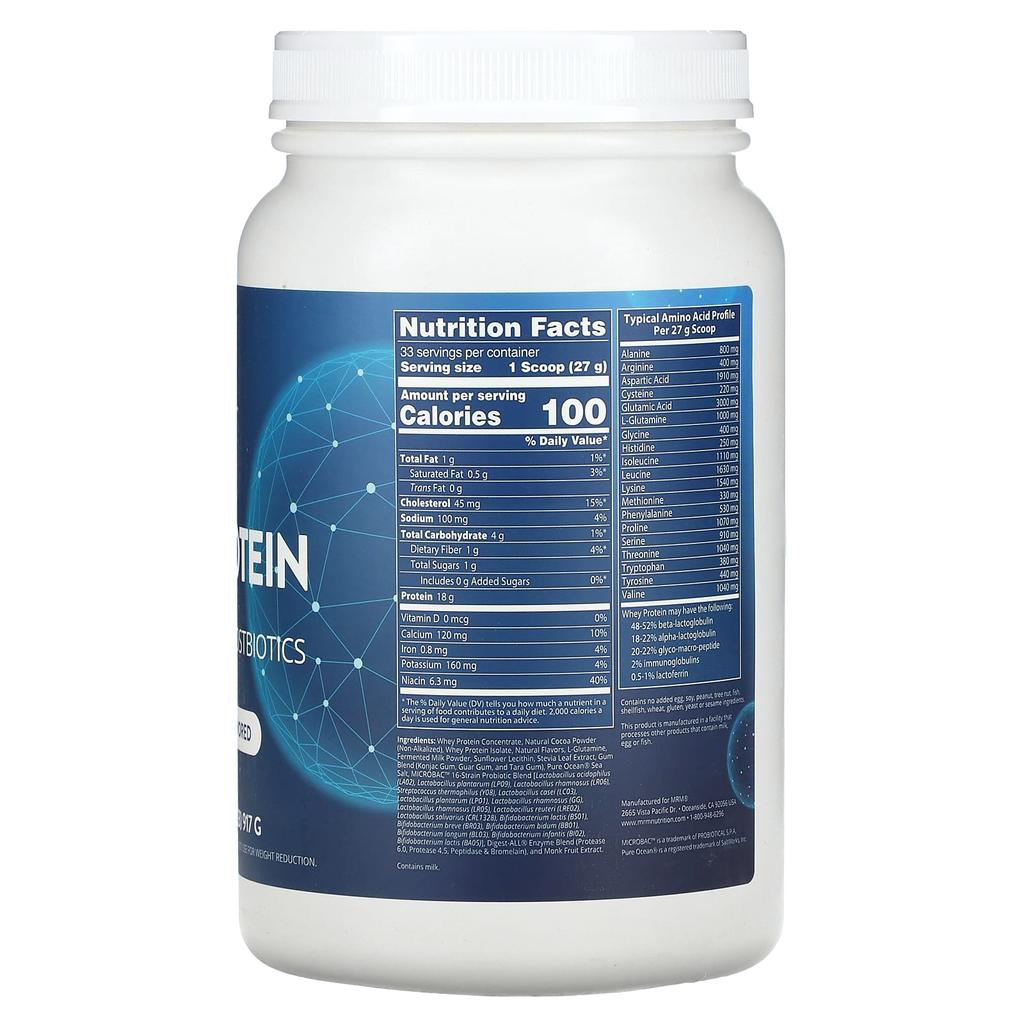 MRM Nutrition Сывороточный протеин с пробиотиками и постбиотиками, шоколад, 2,02 фунта (917 г)