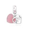 PAndora 798887c01 Mom Script Heart Pendant And Dangle Silver Charm