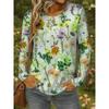 Women's 3D Colorful Floral Print T-shirt Fashion Long Sleeve Round Neck Regular Tops Holiday Weekend Spring Autumn