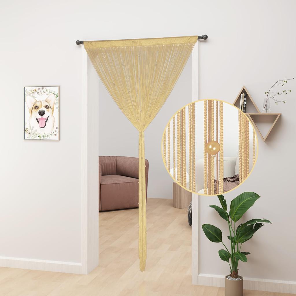 Шторы-нити, блестящие шторы с бахромой для окна 39 X 79 дюймов, разделительная полоса для двери, кисточка для свадьбы, гостиной, ванной, кофейни(шампанское)