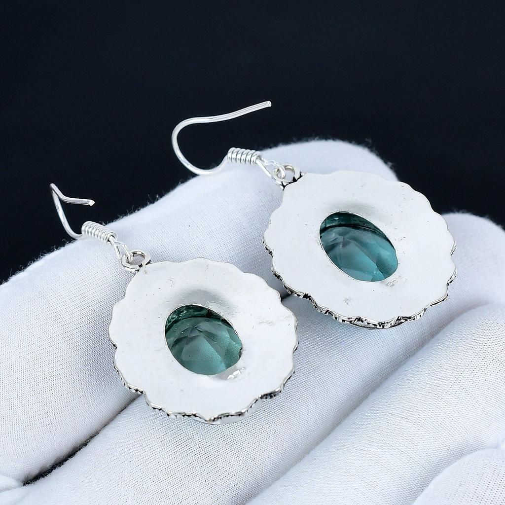 Серьги с аквамарином, Серьги из стерлингового серебра 925 пробы, Серебряные серьги для подарка, Серьги-подвески с аквамарином для подарка на годовщину