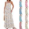 Женское весенне-летнее повседневное модное платье-сарафан с регулируемыми бретелями и принтом