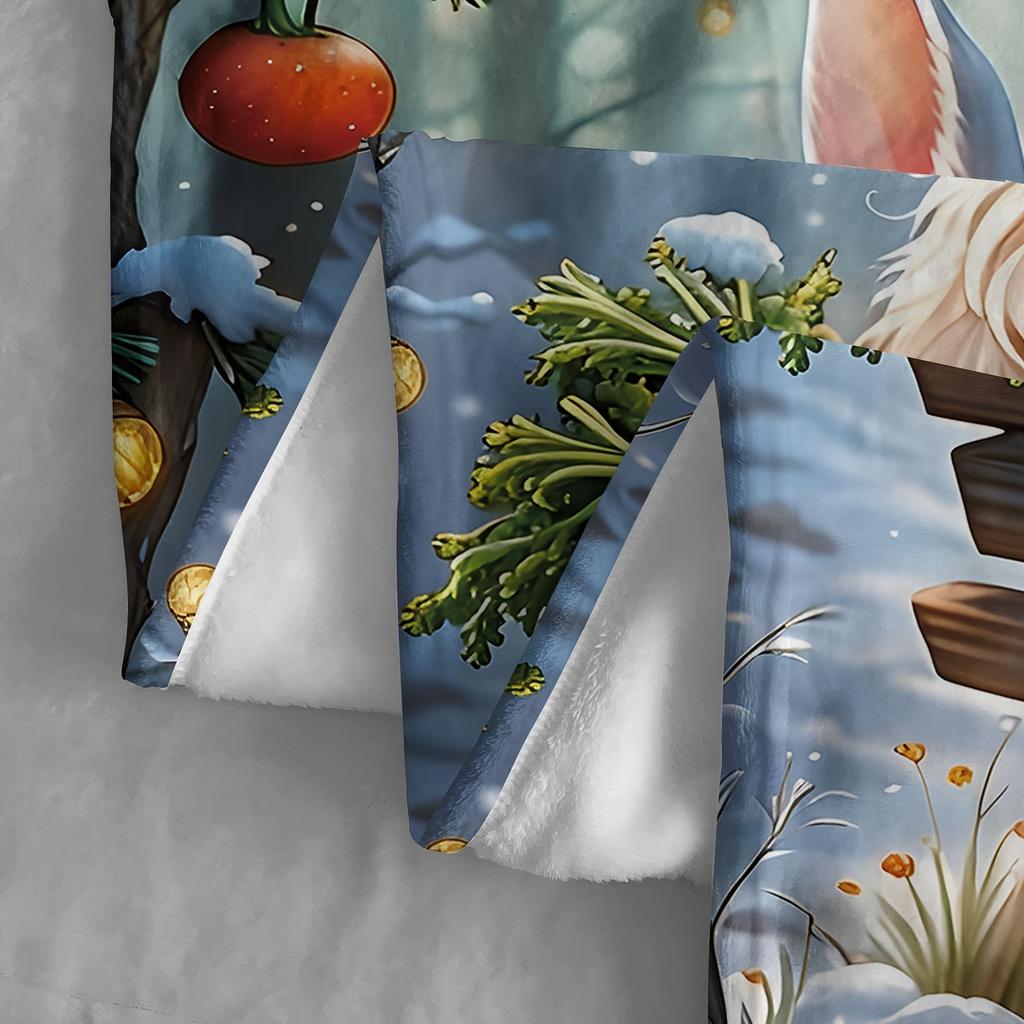 Очаровательное зимнее одеяло с кроликами и морковками - Мягкое, уютное, стильный декор для максимального домашнего комфорта и идеальный выбор для подарка