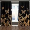 2pcs Black Golden Butterfly Printed Curtains, Modern Art Vintage Fluttering Butterflies Shading Curtains For Bedroom Living Room