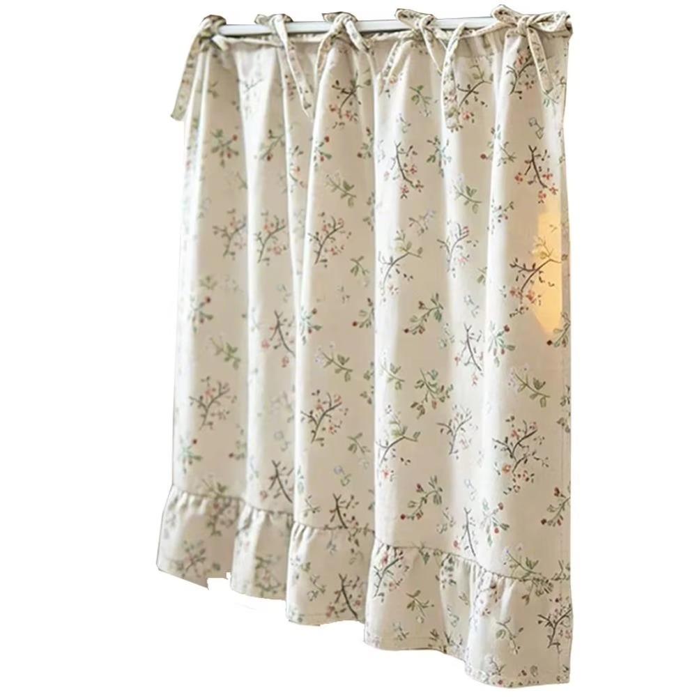Ruffled Edge Farmhouse Plaid Kitchen Oven Skirt Cotton Privacy Partition Curtain Porch