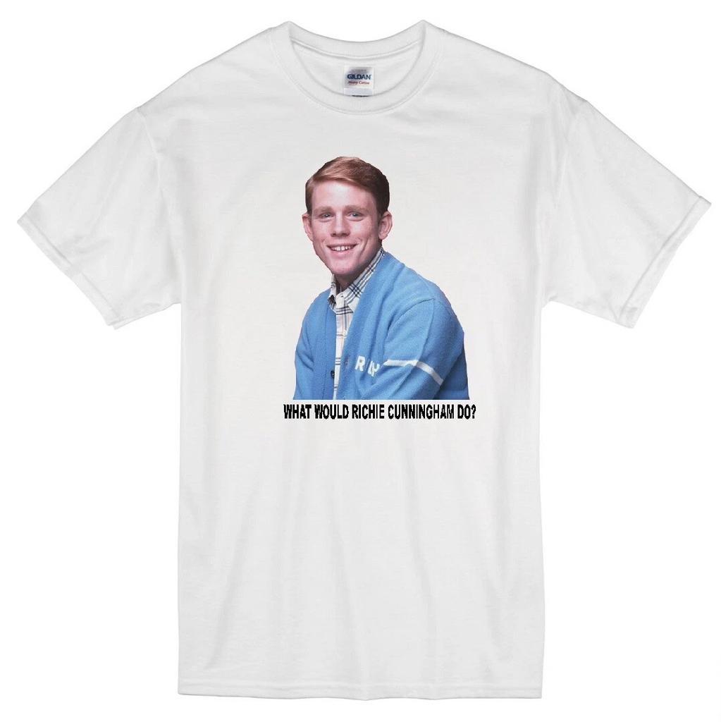 RICHIE CUNNINGHAM WWD? HAPPY DAYS RON HOWARD RETRO TV WHITE T-shirt