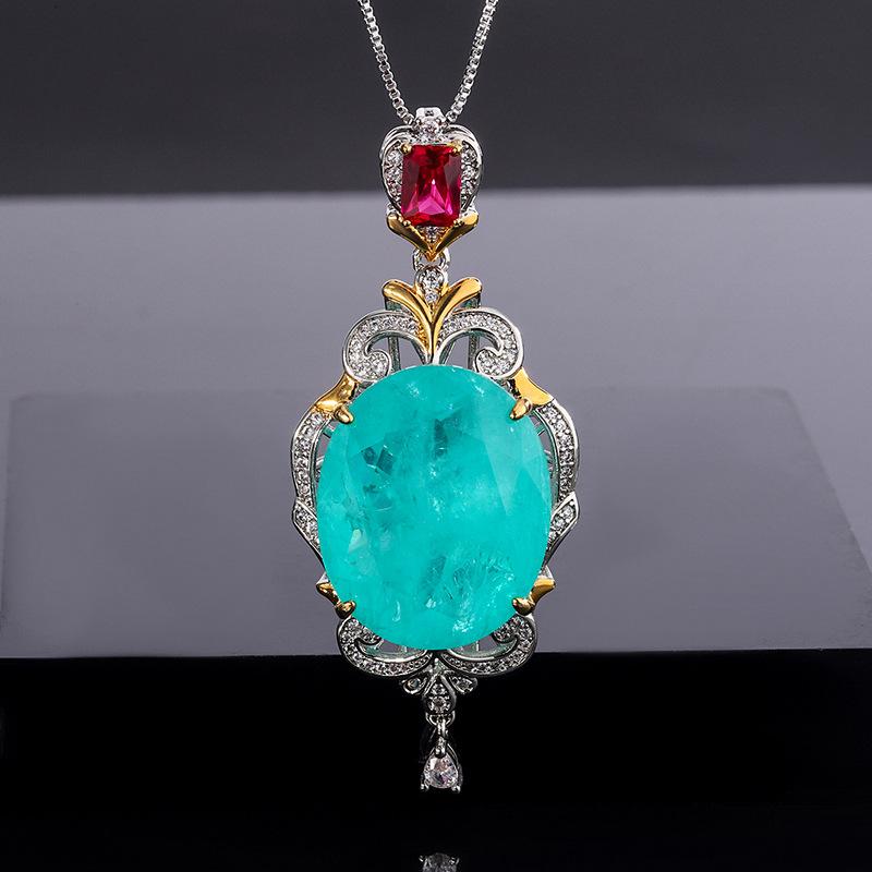 Изумрудное ожерелье, легкое роскошное ожерелье из циркона, подвеска Paraiba