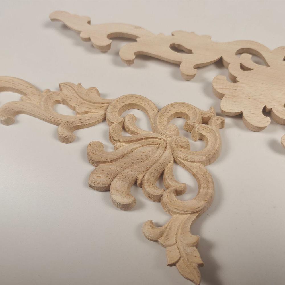 4pcs Wooden Carved Corner Onlay Applique Furniture Mouldings Decal Home Decor Art DIY Ornament Room Decoration