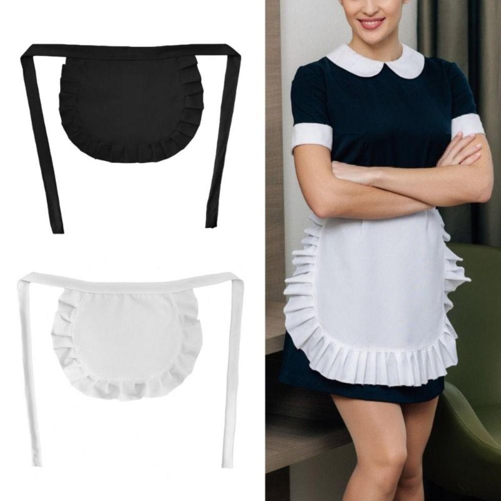 1Pcs Black White Waist Apron Waitress Maid Style Half Apron for Coffee Shop Restaurant