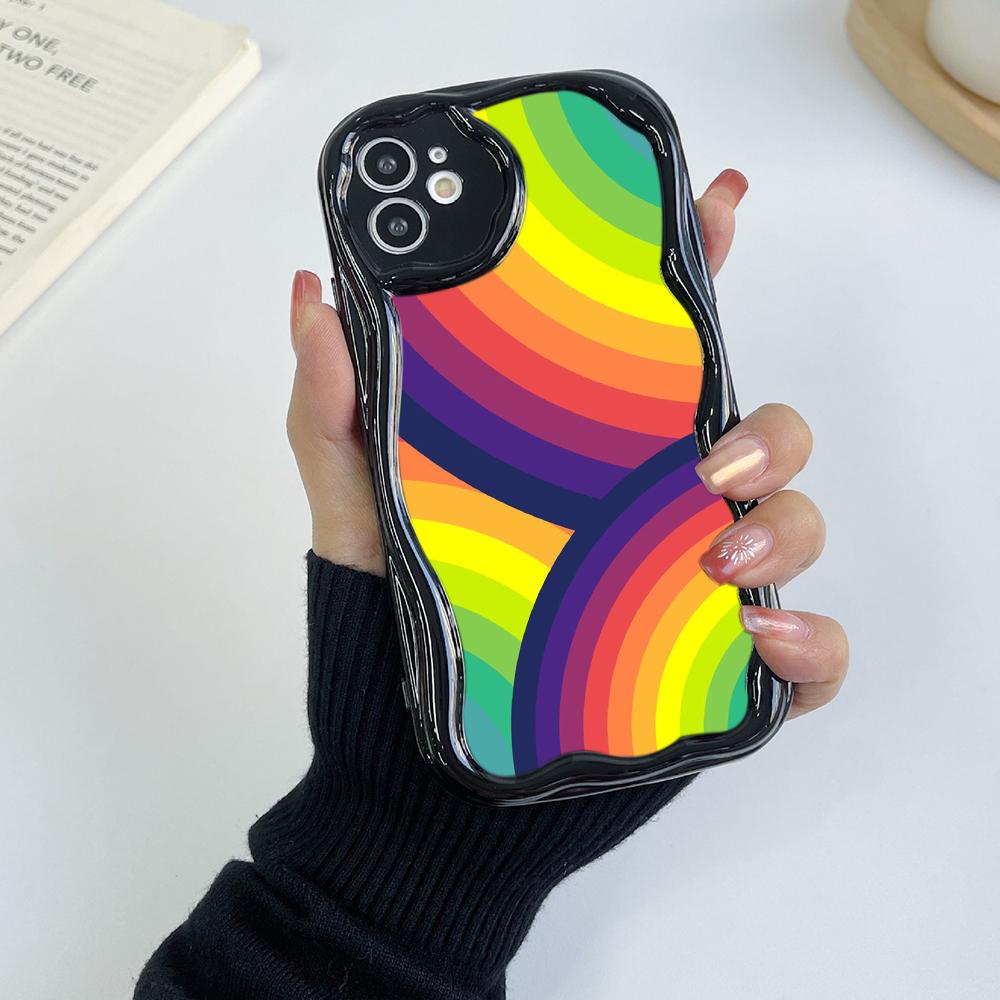 Ae93 Радужный художественный дизайн защитные чехлы для телефонов Apple iPhone 16 15 14 13 Pro Max 11 12 mini XR 7 8 6s Plus XS Max SE Wave TPU задняя крышка