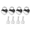 4 Set Heart Padlock Metal Decorative Love Lock with Keys for Diary Book Jewelry Box Handbag