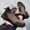 Winter Leather Men Boots with Fur Warm Men Snow Boots Outdoor Casual Sneakers High Quanlity Work Boots Non-slip Mens Ankle Boots