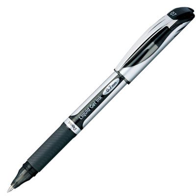 Pentel EnerGel Гелевая шариковая ручка с колпачком Серебристая 10 ручек Ручка, Тип, 0.7мм, Корпус, Черный,